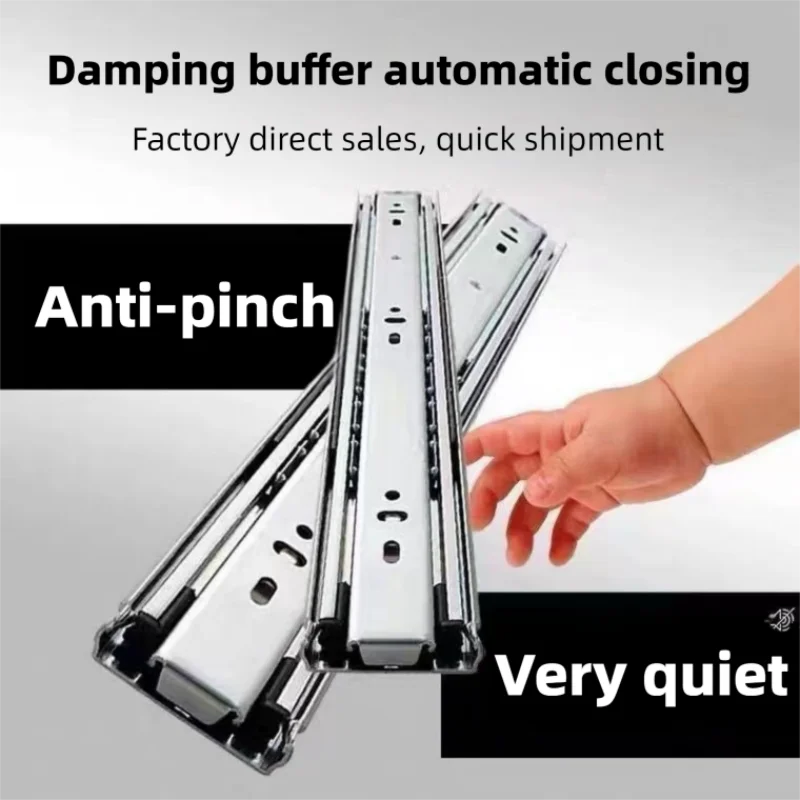 Premium Cold Rolled Steel Drawer Slides - Adjustable Length, Smooth Close Mechanism, Two-Section Cabinet Rails