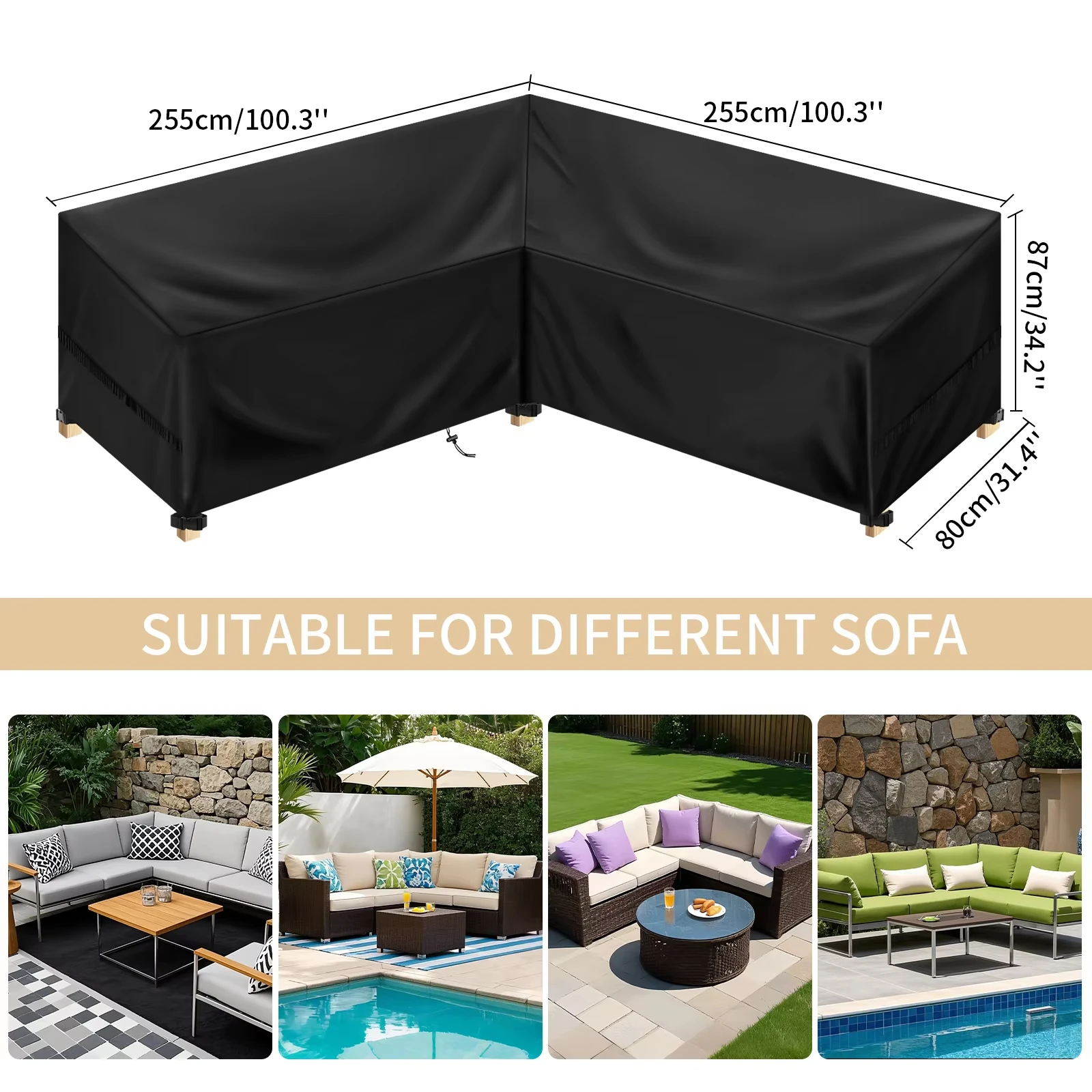 Premium Waterproof Outdoor Furniture Cover for L-Shaped Sectional Sofa – Durable Dustproof Protection for Garden Patio Sets