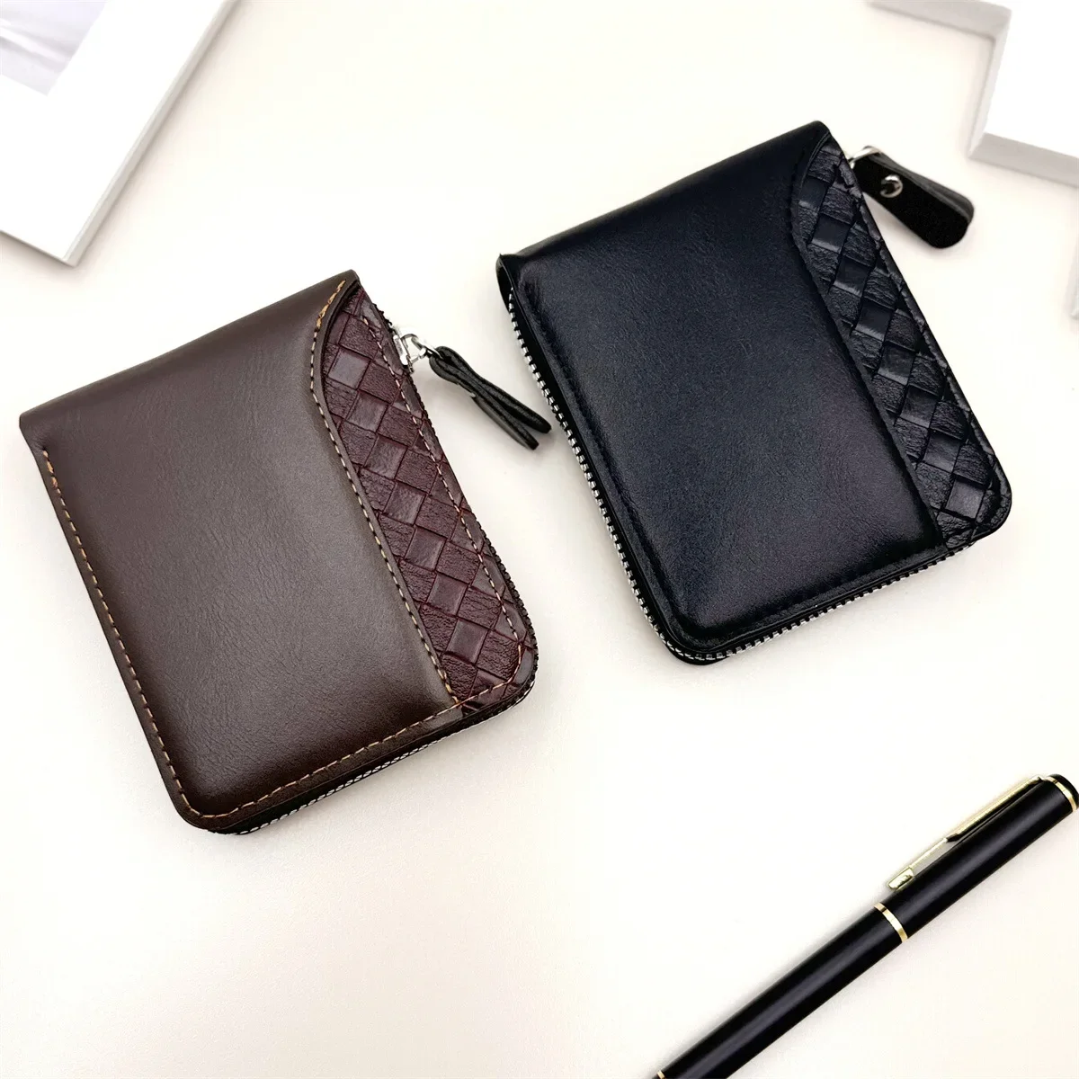 Leather Men&rsquo;s Wallet Luxury Mens Purse Male Zipper Card Holders with Coin Pocket Rfid Wallets Gifts for Men Money Bag 1 pc zipper wallets,leather wallet,coin purse wallet,pu leather card bag,credit card holder,faux leather wallet,card wallet