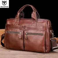 BULLCAPTAIN Men's Leather Briefcase Can Be Used For 15.5-Inch Notebook Large-Capacity Work Bags Business Shoulder Messenger Bag 1