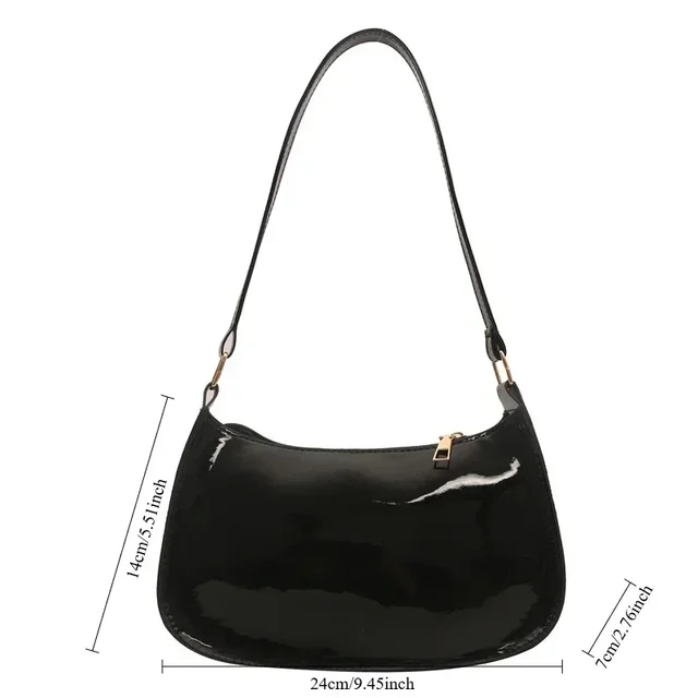 Women's Patent Leather Handbag Versatile Fashion Shoulder Casual Commuting Bags Girl Brand Designer Zipper Handbag Korean 2025 6