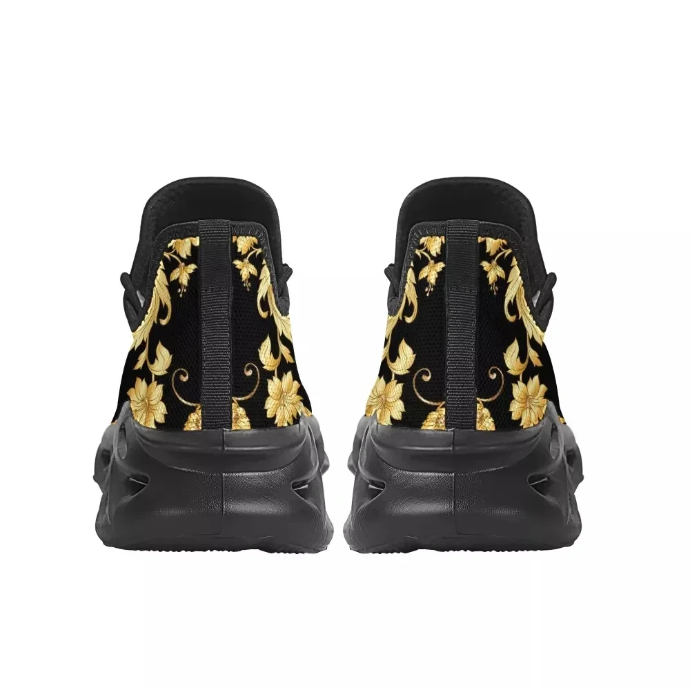 Fashion Ladies Mesh Knit Sneakers European Golden Floral Comfort Women's Walking Couple Shoes Zapatos Mujer