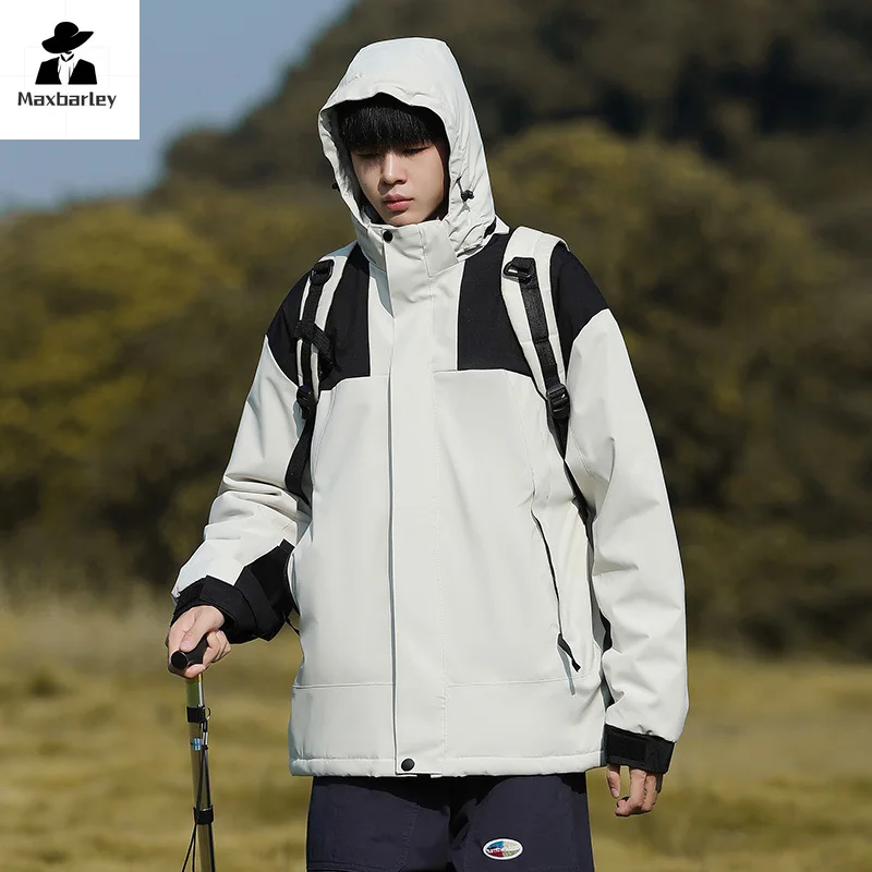 Gorpcore Winter Graphene Heating Jacket Men's Outdoor Windproof Waterproof Down Cotton Coat Unisex Camping Ski Hooded Parka 2024