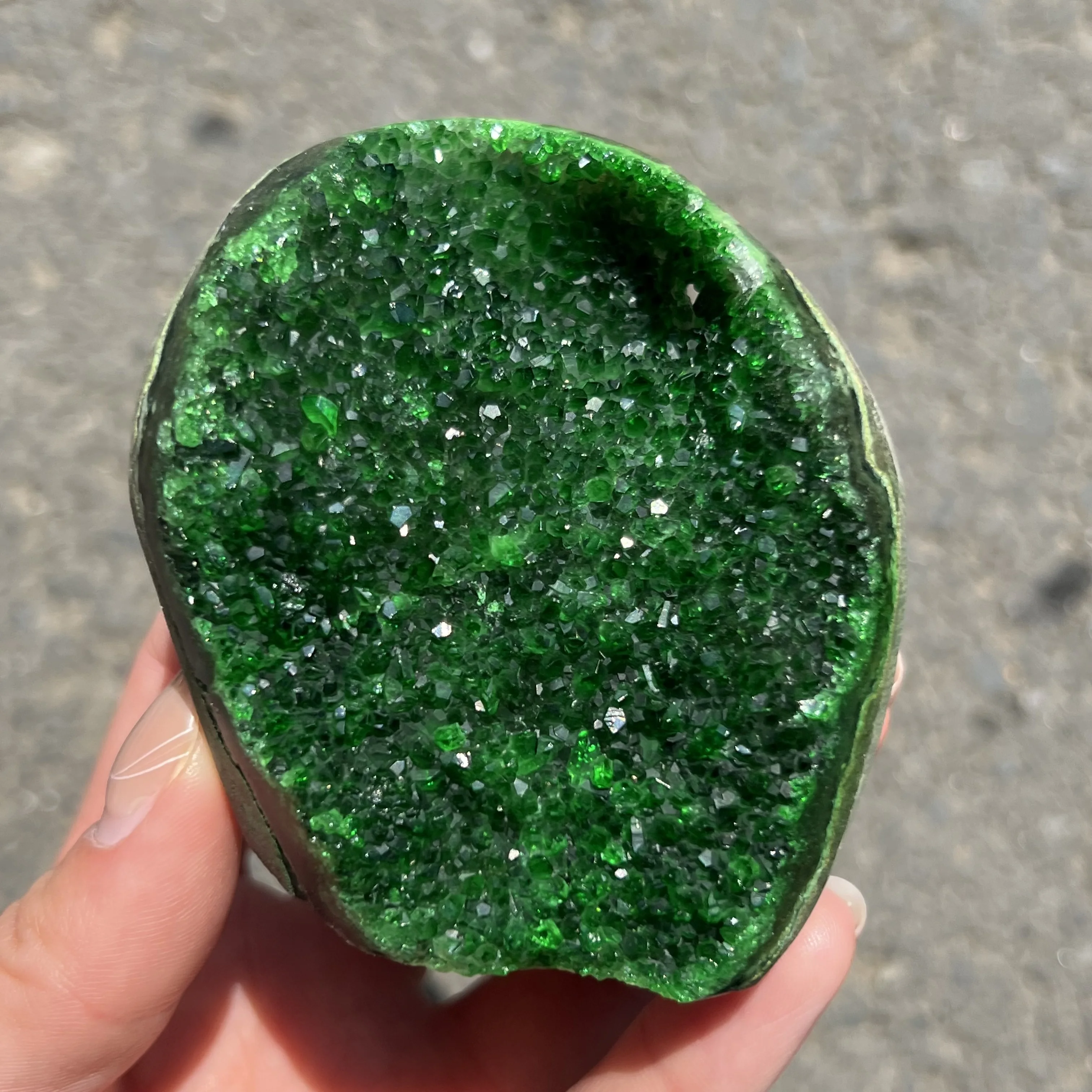 Electroplating Green!!Natural Amethyst Geode Quartz Cluster Crystal Specimen Energy Healing 2