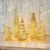 Set Of 5 3D Printing Illuminated Trees, Upgrade Christmas Trees , Gold Tree Figurine For Home Party Mantel Decor Xmas Gift