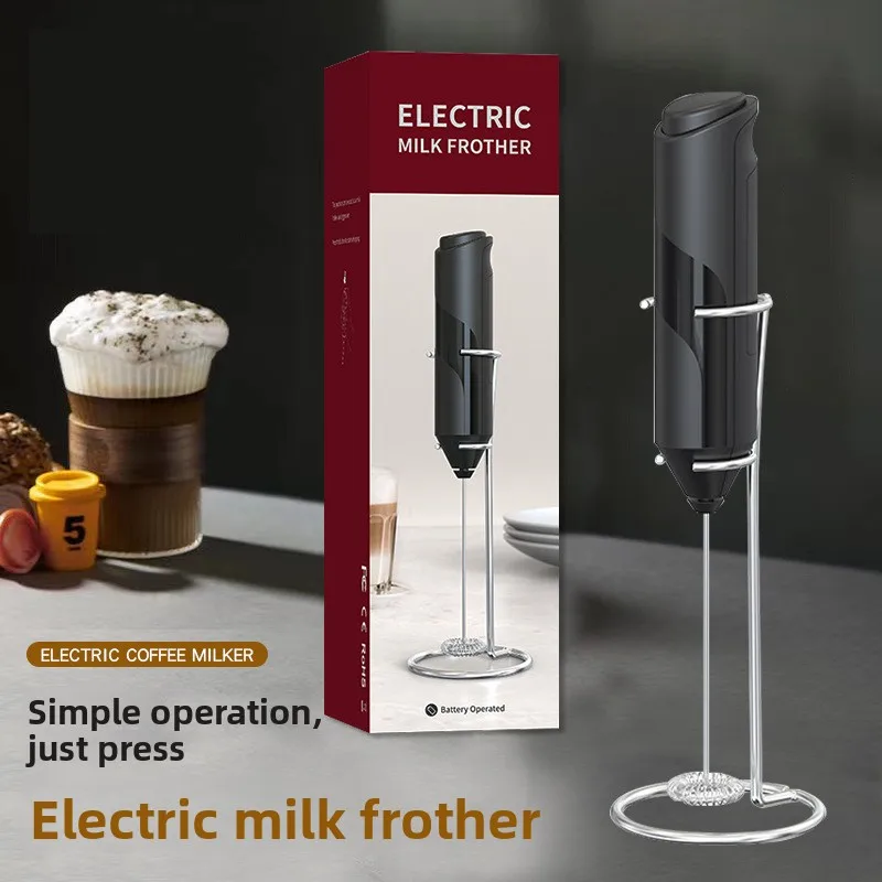 Stainless Steel Electric Milk Frother Whisk Coffee Beater