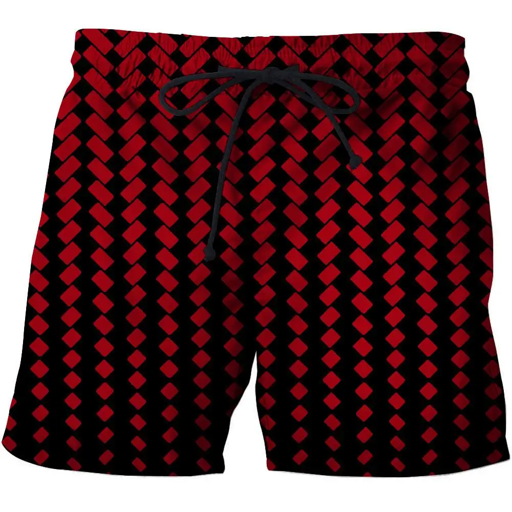 

Red Plaid 3D Print Summer Beach Men's Shorts Men Board Shorts Anime Short Plage Casual Quick Dry Streetwear Holiday 2022
