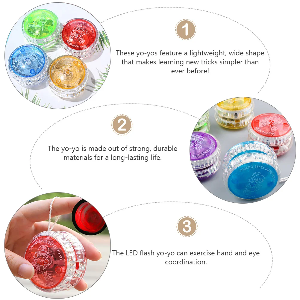 5 Pcs Glow Beginners Creative Toys Responsive Ball Yoyo Gift Plastic Flash Child