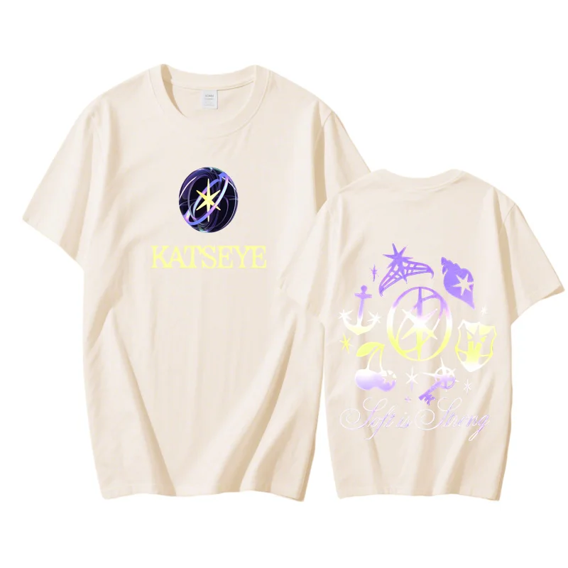Katseye Merch Soft Is Strong T-shirt à Col Rond à Manches