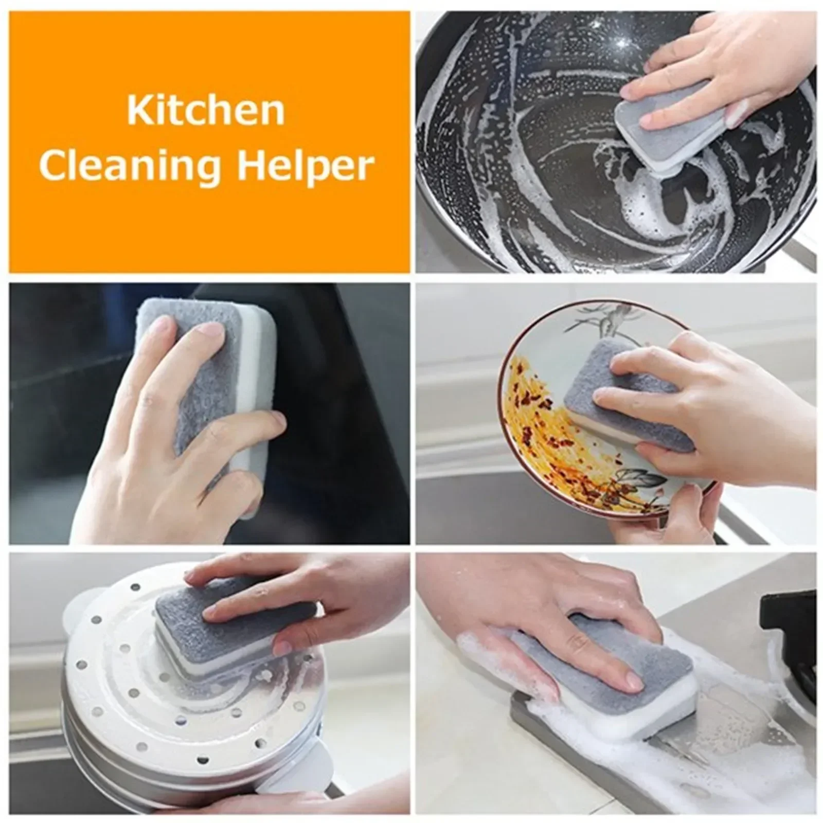 

Tools Quality Kitchenware Bathroom Sponge Powerful High Scouring 20pcs Dishwashing Magic Cleaning Household
