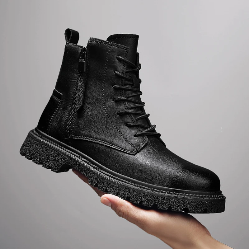 

Winter Ankle Boots Men's Boots Outdoor Comfortable Black Boots with Classic Design High Top Men Casual Shoes Choice Big Size