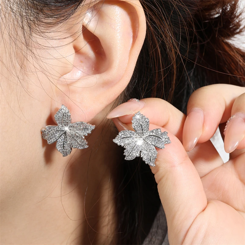 ZAKOL New Sparkling Micropaved Zirconia Leaf Flower Earrings Elegant Luxury Glamor Wedding Party Jewelry For Women 5
