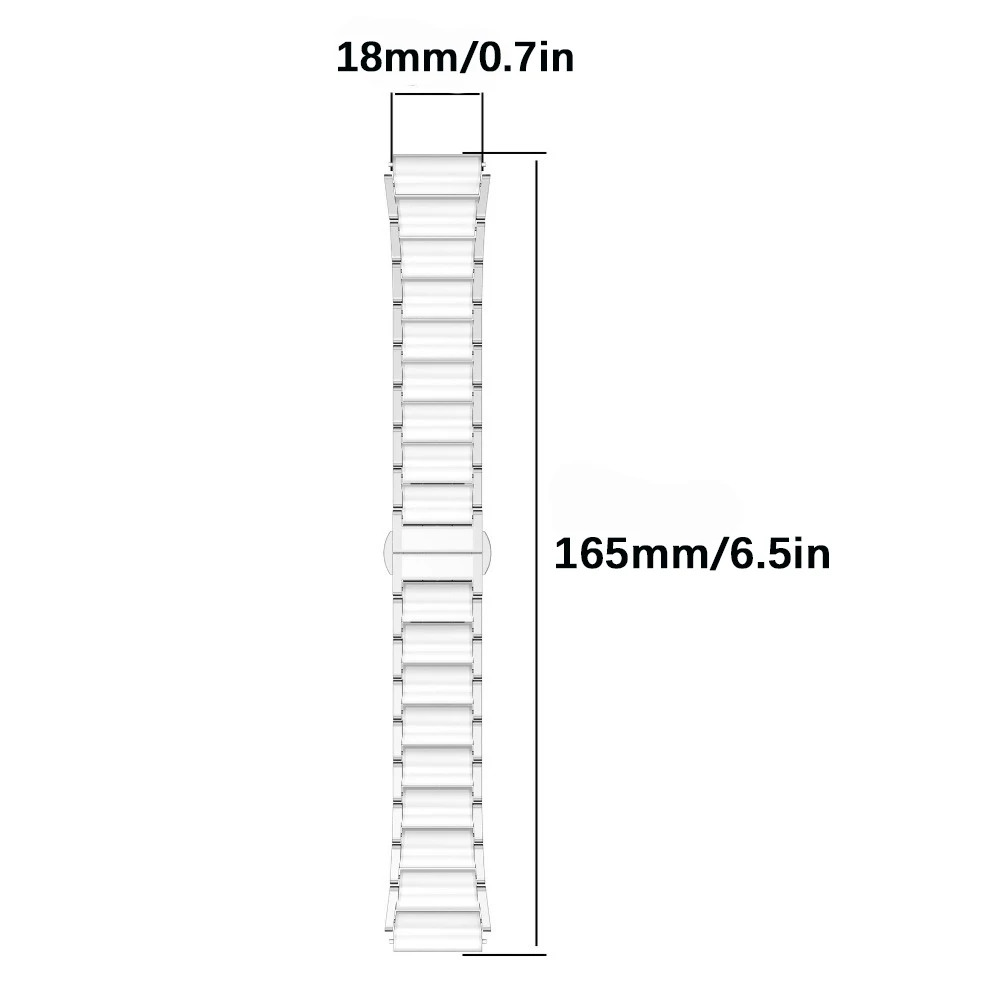 Elegant 18mm Ceramic Watch Strap with Durable Metal Butterfly Buckle