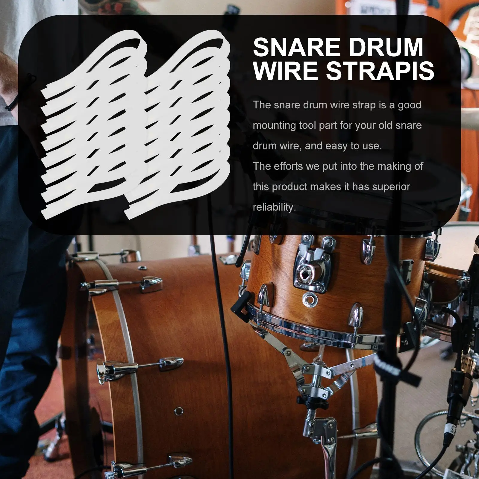 20 Pcs Snare Drum Wire Mounting Strap for Parts Straps Accessories White Durable Fixing