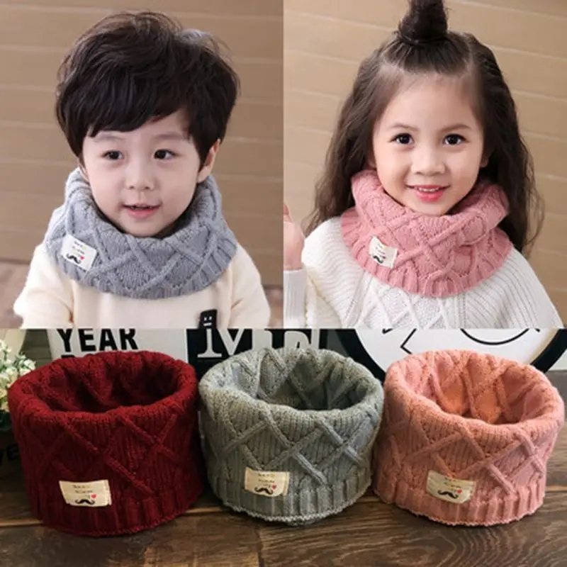

Korean Children's Scarf Autumn Winter Fashion Baby Scarf Cancy Color Knitted Wool Warm Nece Sleeve Kids Boys Girls Winter Tide