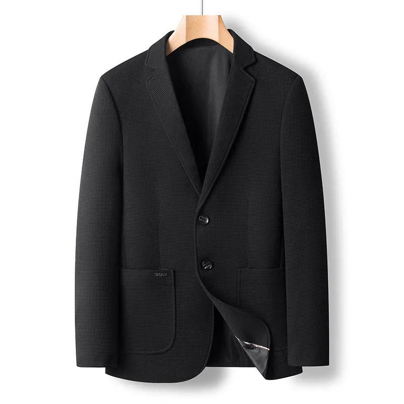Fashion Men's Blazers 2023 Autumn New in Gray Black Coffee Single Breasted Waffle Casual Blazer Coat Office Chic Male Jacket Top