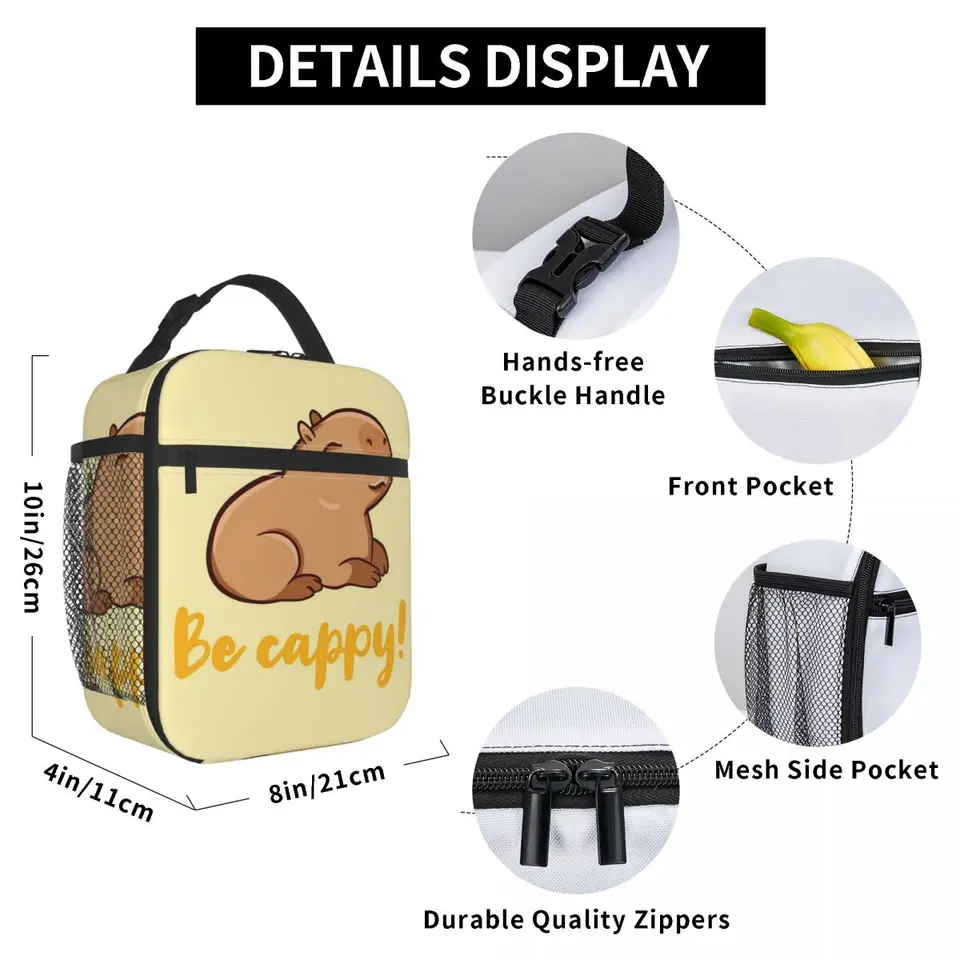 Kcldeci Borsa Termica Per Pranzo Per Bambini A Forma Di Capybara - Lunch Bag Isolata Per Scuola, Lavoro E Picnic - 28x23x10,9 Cm