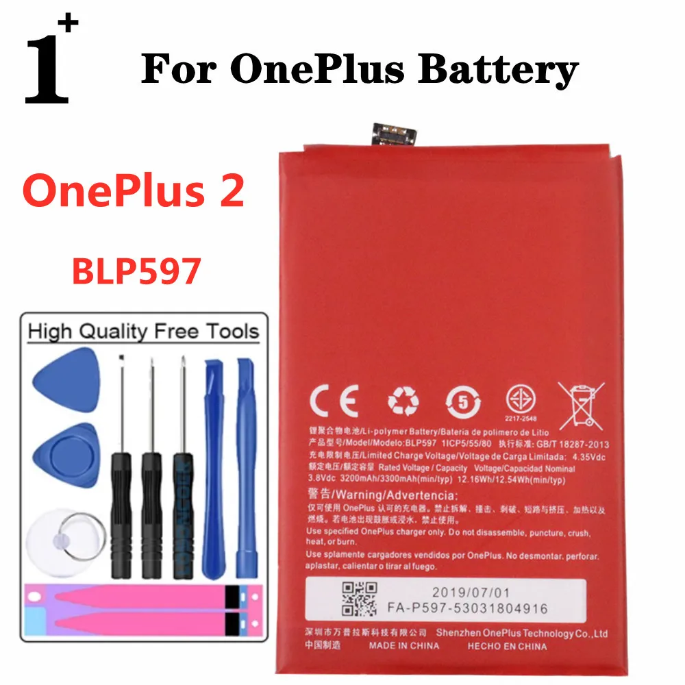 

BLP597 Original Phone Battery 3300mAh For OnePlus 2 A2001 High Quality Replacement Batteries + Tools