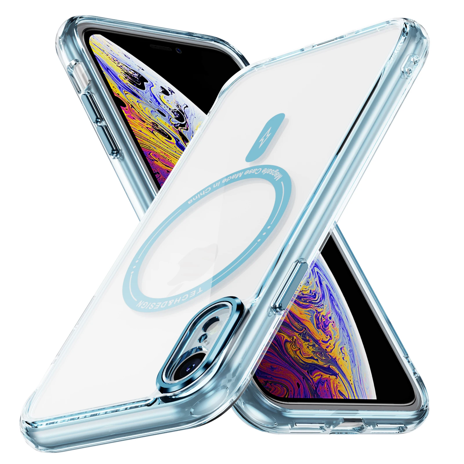 Прозорий магнітний чохол Fit iPhone XR 6.1, сумісний із захистом від падіння MagSafe, тонка металева кнопка, захисна прозора кришка