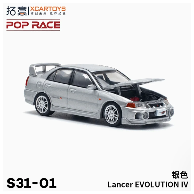 XCARTOYS POPRACE 1/64 스케일 IV EVO 4 랜서 S31-01 실버 합금 시뮬레이션 자동차 모델 컬렉션 디스플레이 장식 장난감 선물