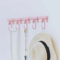 Pink Bow Wall Coat Racks Hanging Clothes Bag Long Strip Hook Entrance Door Keys Holder White Bathroom Wall Hangers Room Decor 1