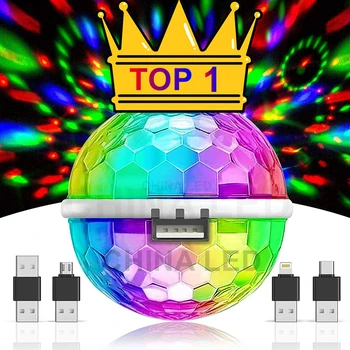 미니 USB RGB LED 자동차 DJ 무대 조명, 휴대용 가족 파티 공, 다채로운 라이트 바, 클럽 무대 효과 램프, 휴대폰 조명