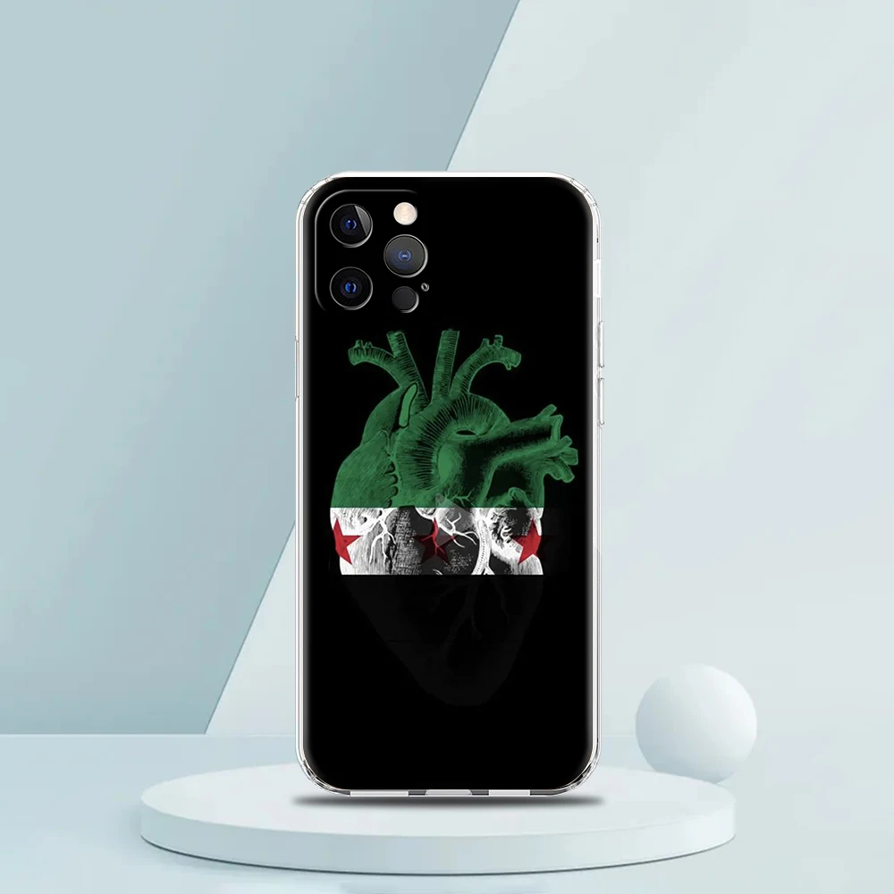Luxury Silicone Clear Phone Case with Syria Flag Design
