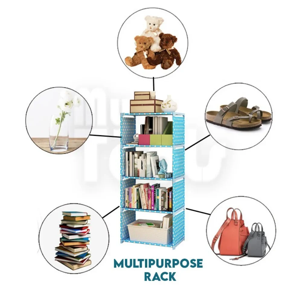 Storage Rack Book Display Stand 5 Tier Simple Bookshelf Easy Assembly Bookcase DIY Nonwoven Corner Sundries Can Be Moved Creative Organizer Debris Rack