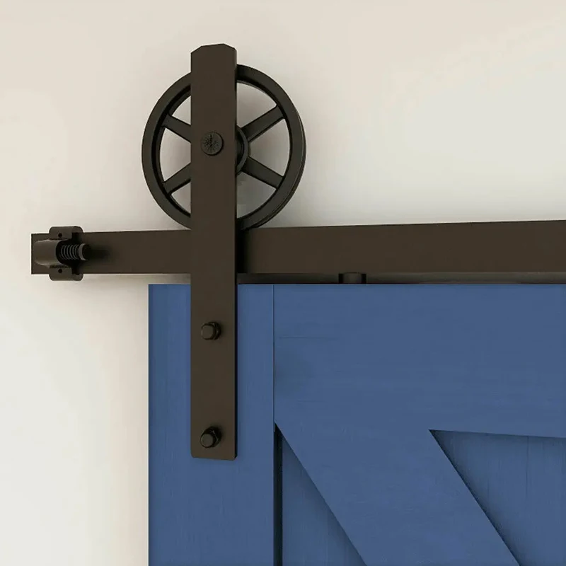 CCJH 2PCS Black Sliding Barn Wood Door Rollers Hanger Kit with Accessories (No Rail/No Doors) ,Can be Customed