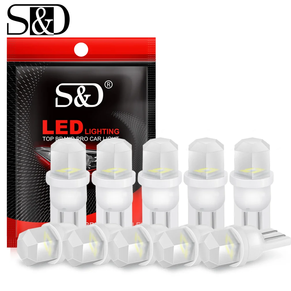 

10Pcs Canbus T10 W5W LED Bulb 194 168 Led Ceramic Car Interior Lights Wedge Side marker Clearance Auto Lamp 12V White Yellow Red