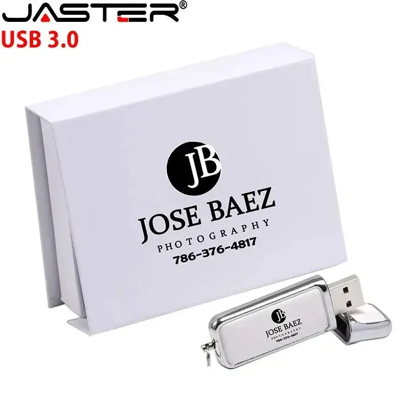 Jaster-couro Usb 3.0 Flash Drives Impressão a Cores Pen Drive Logotipo Personalizado Memory Stick Presente Empresarial Criativo 32 gb 64gb 128gb
