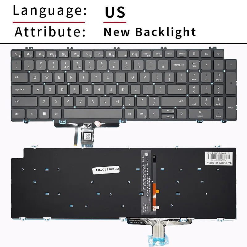 SP/US/RU/UK/FR Laptop Keyboard For DELL Latitude 5520 5521 5530 5531 For Precision 3560 3561 3570 3571 3580 P104F