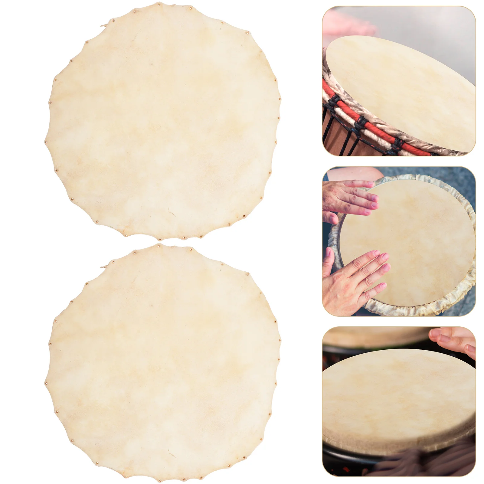 

2 Pcs Drum Cover Car Accessories Head Djembe Heads Sheepskin for Leathers