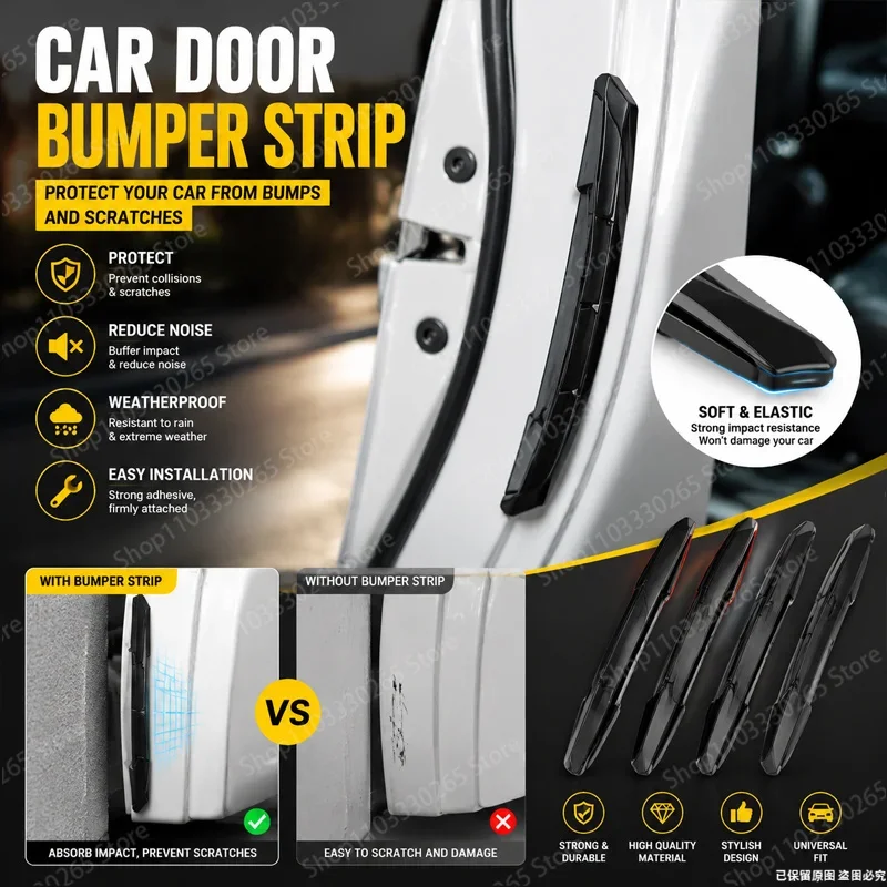 4-Piece Waterproof Car Door Edge Protector Set - Anti-Collision & Scratch-Resistant Bumper Guards