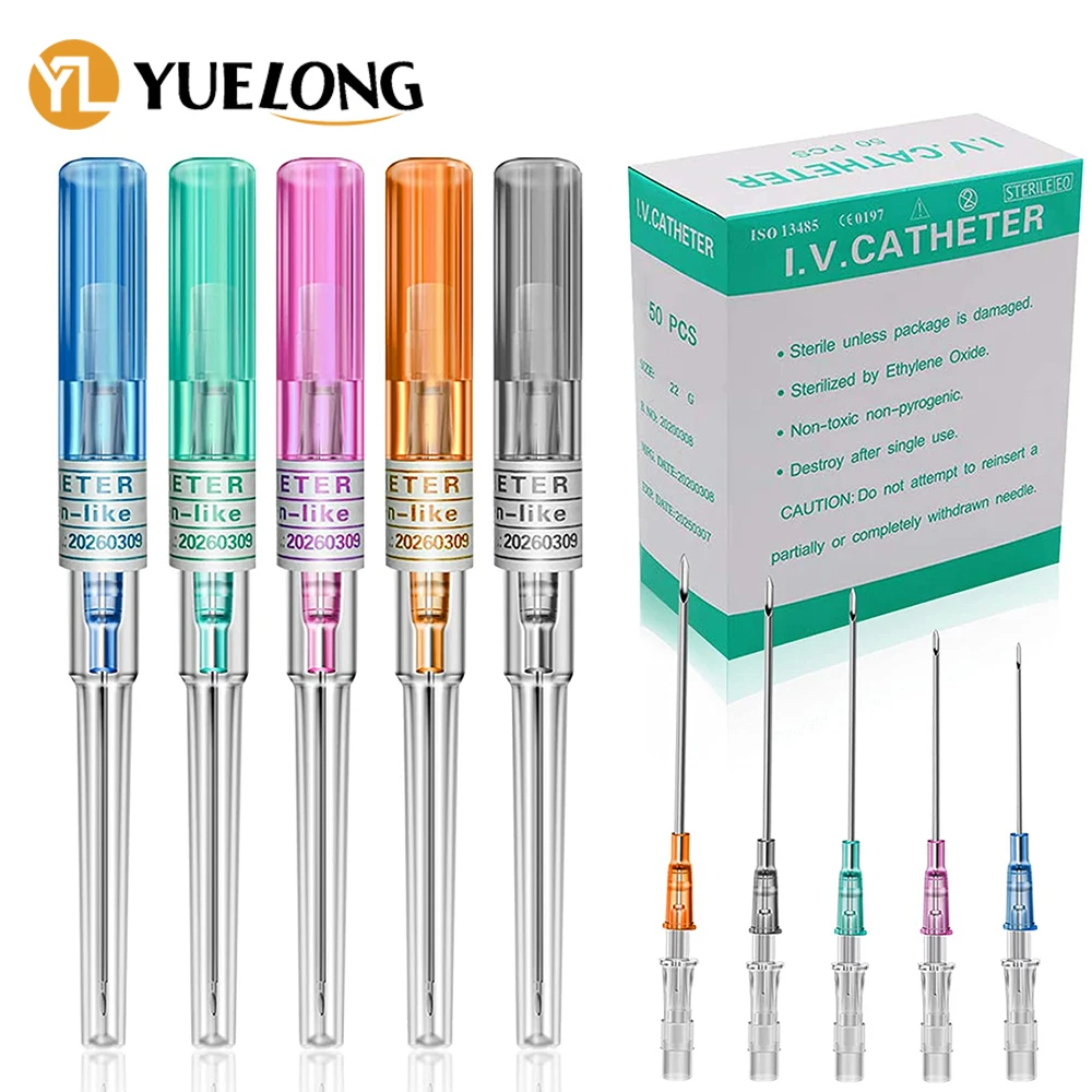 5/50Pcs Aghi Perforanti Monouso Sterili I. V Catetere Aghi Per Tatuaggi Strumento Per Piercing All'Orecchio Aghi Per Naso 14G 16G 18G 20G 22G