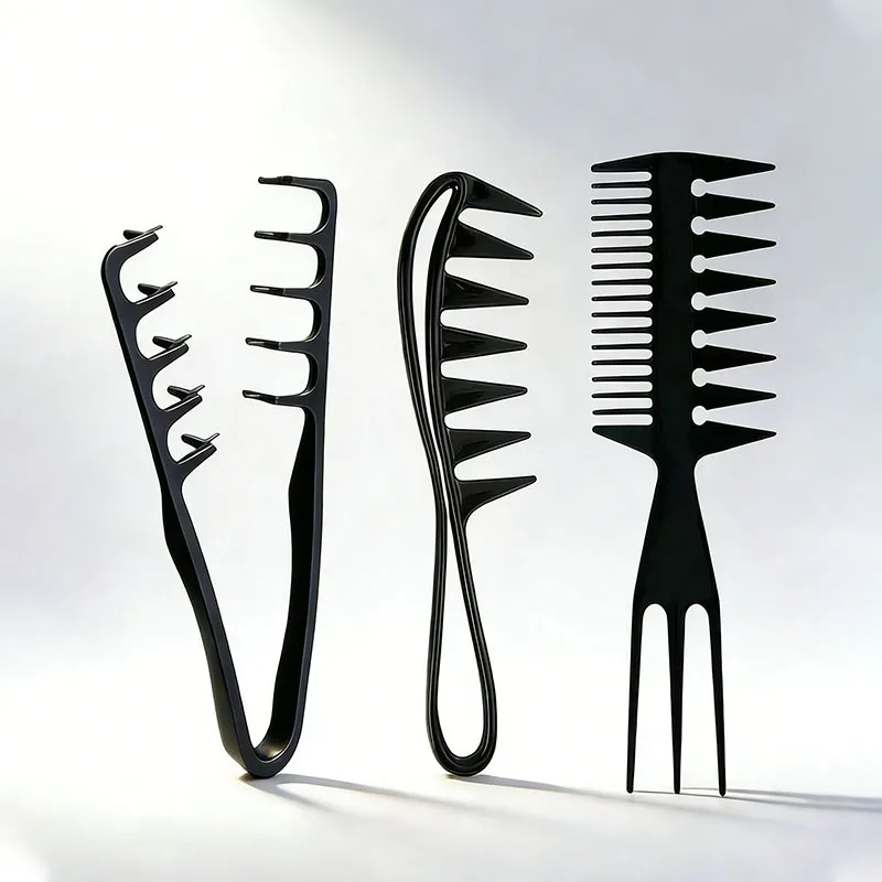 Men'S Salon Hair Styling Comb Set, Including a Wide-Tooth Comb for Textured Hairstyles, a Comb for Pompadour Styles, a Styling C