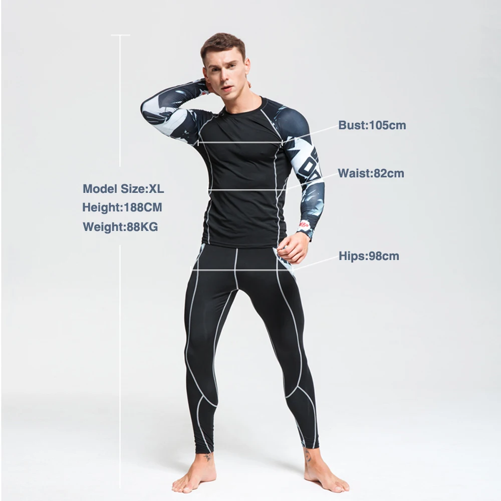 Description Picture 6 of itemNew Men's Thermal Underwear Sets Compression Sport Suit Sweat Quick Drying Running Underwear Men Clothing Long Johns Sets