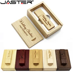 JASTER Wooden USB Flash Drives 64GB Free customized logo Pen drive With BOX 32GB 16GB Memory stick Creative Business gift U disk