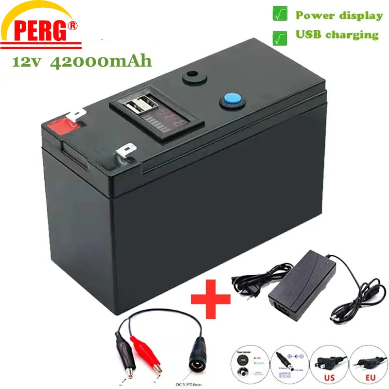 

Battery12V 42Ah/56Ah 18650 lithium battery pack Rechargeable battery for solar energy electric vehicle battery+12.6v3A charger