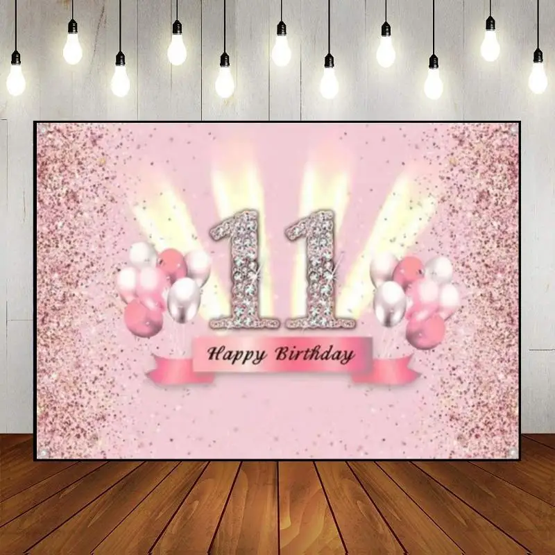 Happy 11Th Birthday Golden Background Game Machine Banner Green Screen Party Hotwheels Sweet Smash Cake Gender Reveal Vintage