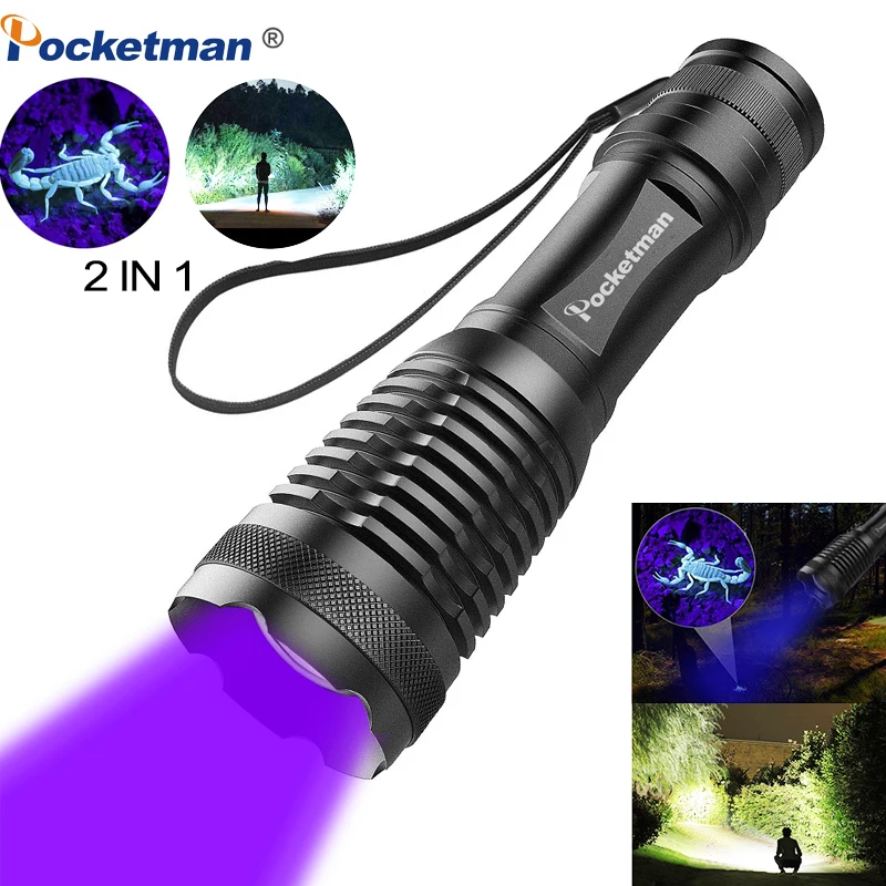 

UV Flashlight 395nm Black Light Flashlights Ultraviolet Torch UV Light/White Light Blacklight Detector for Pet Urine Scorpions