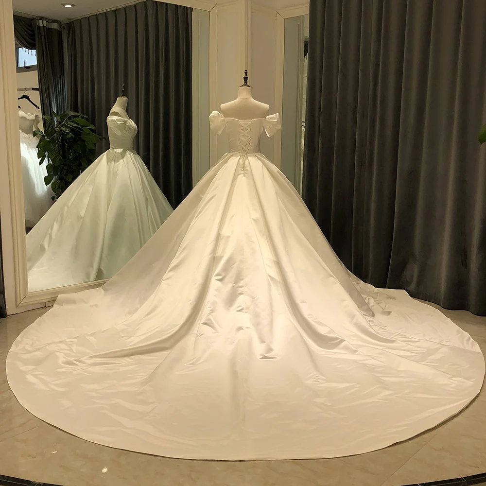 SL-8437 Customized V-Neck vestidos sukienki mariage trouwjurk wedding gowns elegante 2025 luxury beaded bridal wedding dress 2