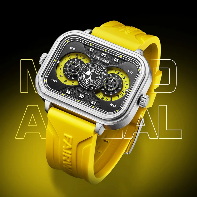 

2023 New Fashion Original Watches Mens Luxury Brand Mark Fairwhale Sports Waterproof Square Quartz WristWatch Boy Free Shipping