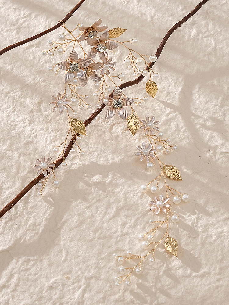Neuste mode handgemachte blüte kopfschmuck hochzeit perlen stirnbänder braut schmuck haar accessoires für frauen frisur – Detail 5