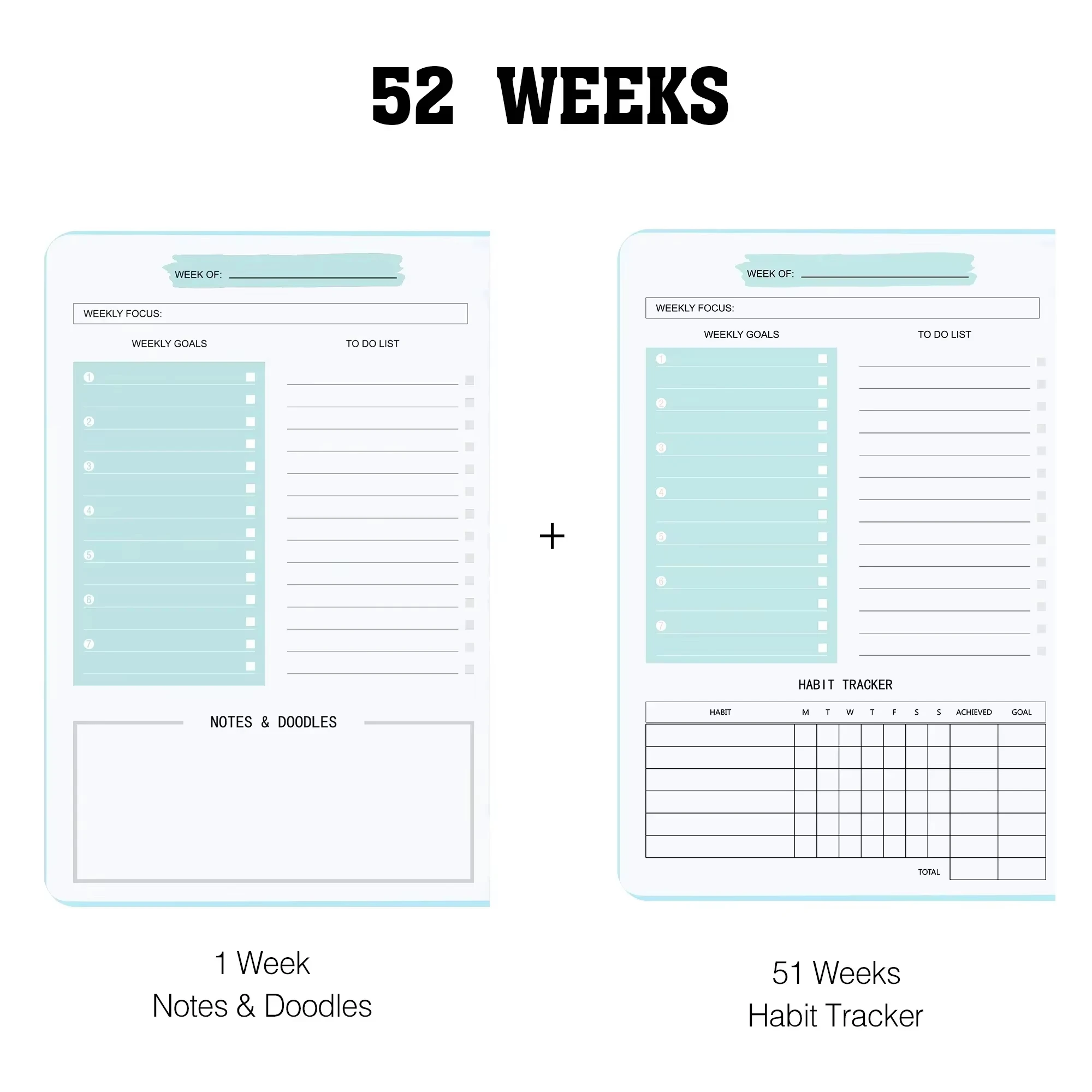 Schedule Notebook Weekly Undated Spiral Agenda A5 Pouch 52 Weeks Stationery Office School