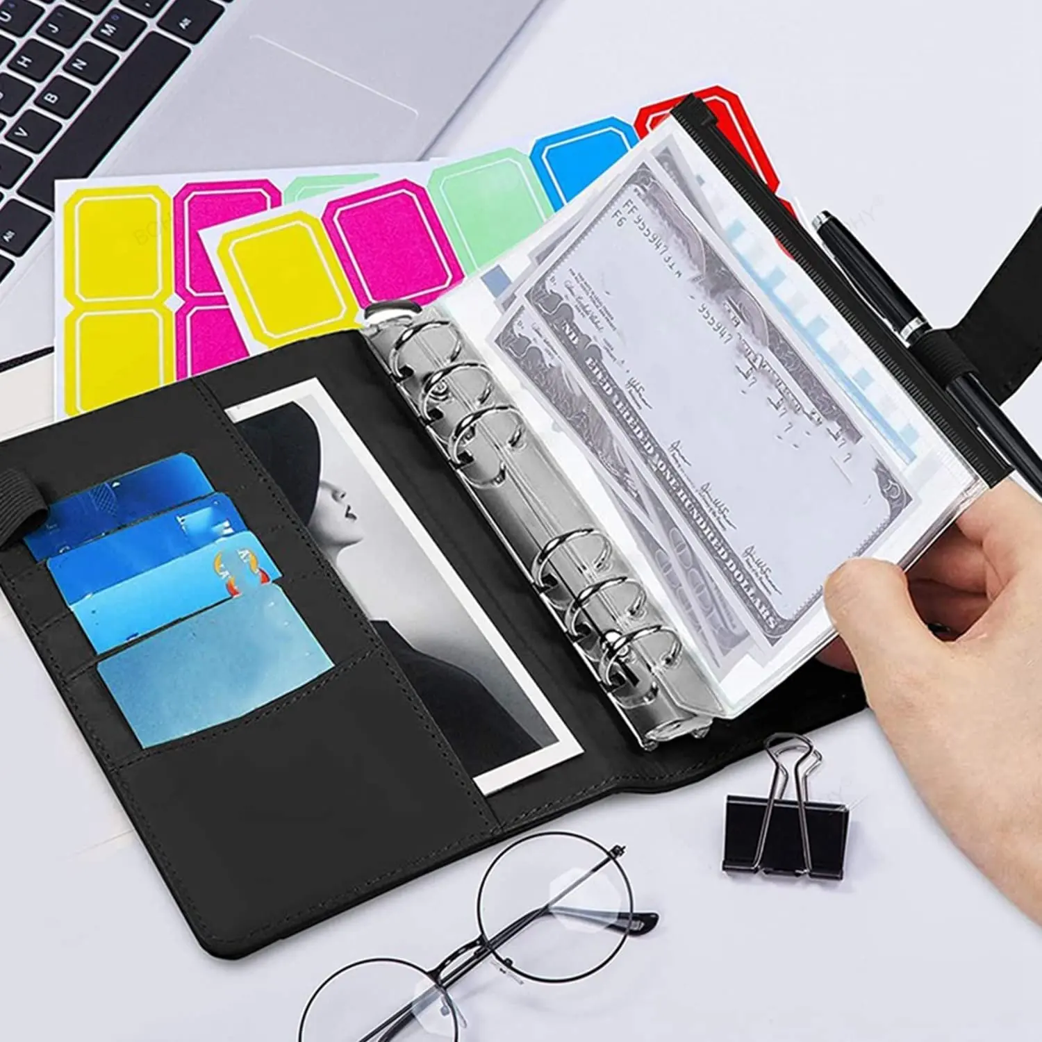 A6 Notebook Cash Envelopes System Set Binder Pockets PU Leather Budget Binder Money Budget Saving Bill Organizer Accessories budget binder cash envelopes