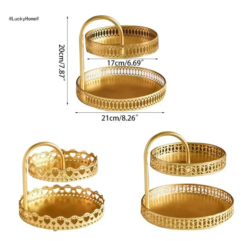 Nordic Double Layer Fruit Plate Cosmetics Storage Tray Jewelry Earring 11UA