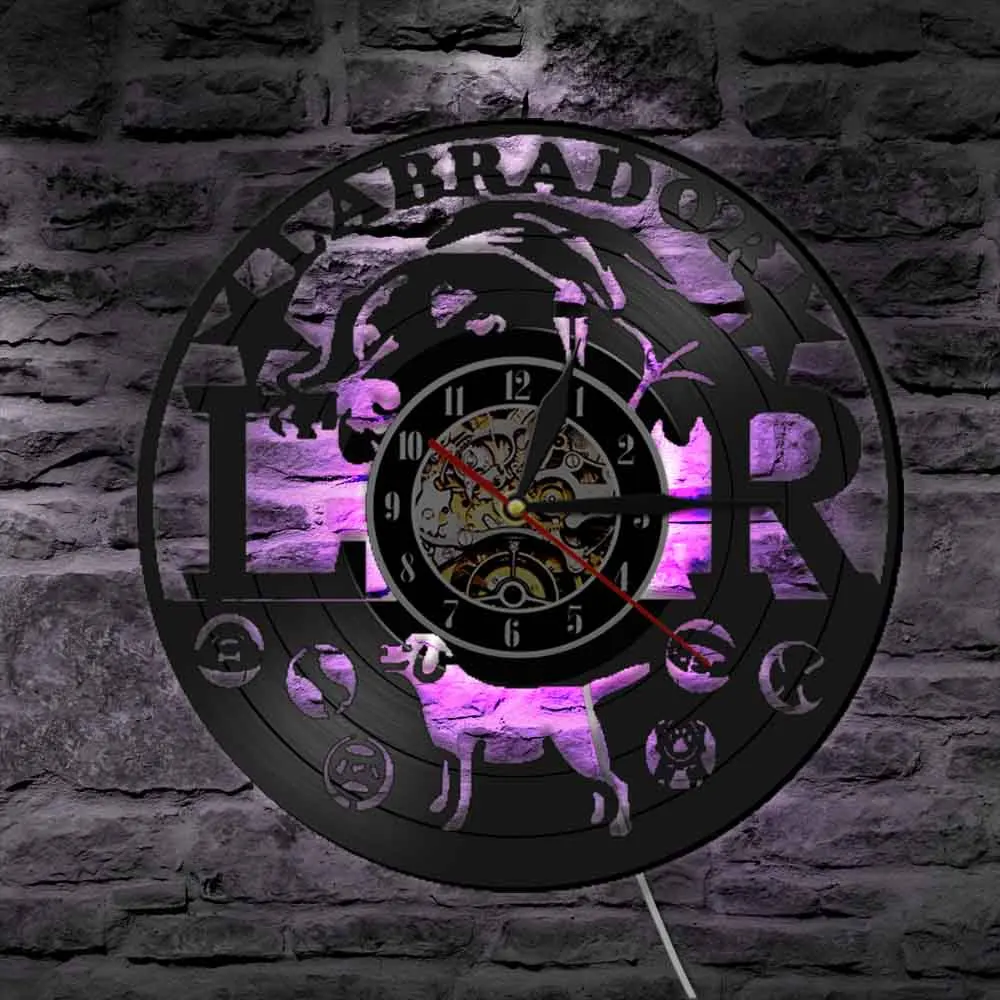 Labrador Dog Orologio Da Parete Golden Retriever Puppy Vinyl Record Orologio Da Parete Decorazioni Per La Casa Regalo Per Amante Del Cane Doggy Art Or