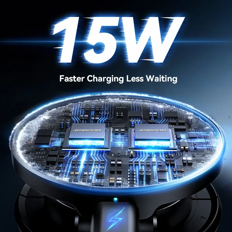 Phone Holder Joyroom 15W Wireless Charging Magnetic Car Phone Holder N55 Strong Magnet Phone Mount 360&deg;Rotation Foldable Holder 4.7-7&lsquo;&lsquo;
