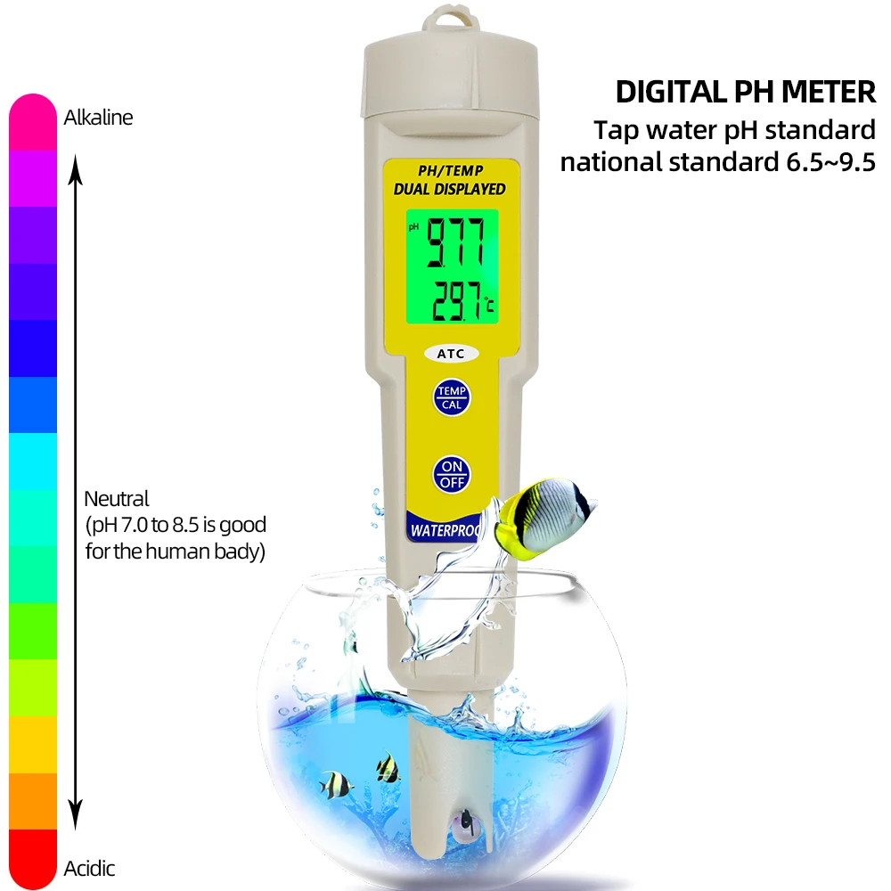 PH Meter Tester 0.01 Accurate Digital Temperature Automatic Compensation Correction Pen Pocket Aquarium Water PH Tester